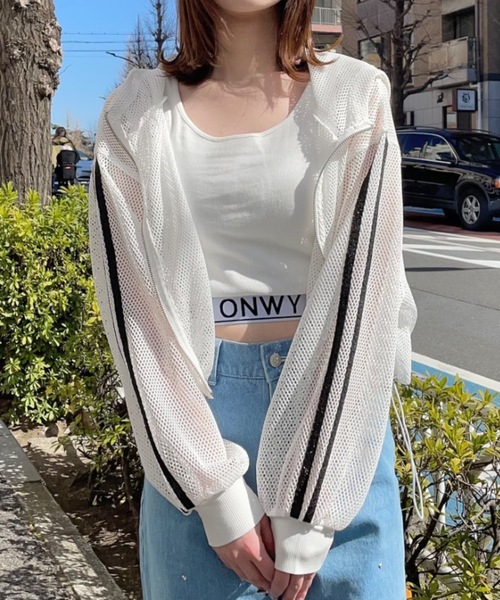 「one way」 ジップアップパーカー FREE アイボリー レディース_画像4