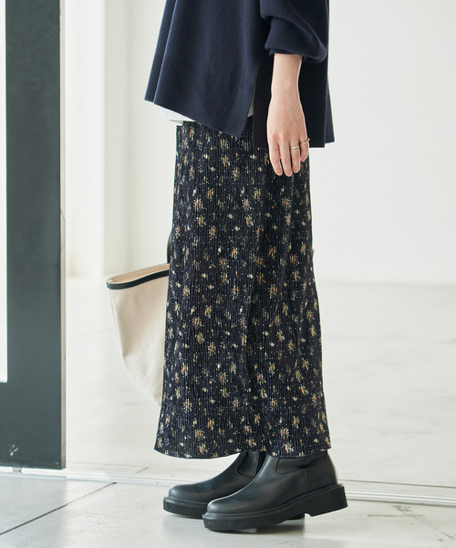 SLOBE IENA（スローブイエナ） ロング スカート ベロアフラワー
