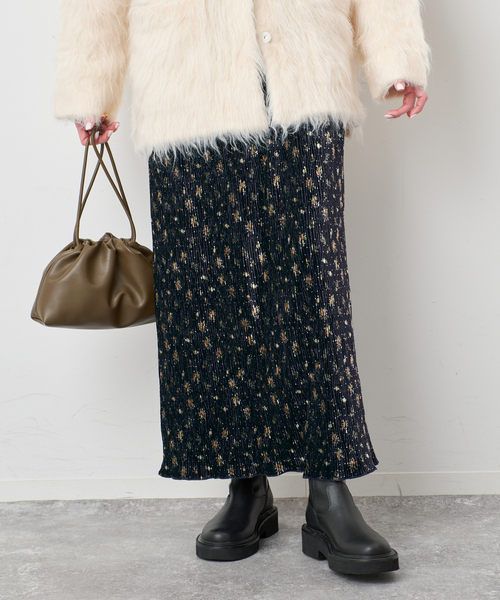 SLOBE IENA（スローブイエナ） ロング スカート ベロアフラワー