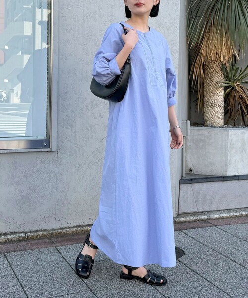 「fredy emue」 7分袖ワンピース 38 カーキ レディース_画像2