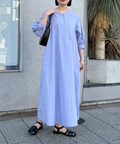 「fredy emue」 7分袖ワンピース 38 カーキ レディース_画像3