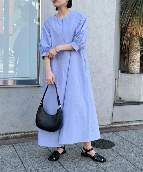 「fredy emue」 7分袖ワンピース 38 カーキ レディース_画像4