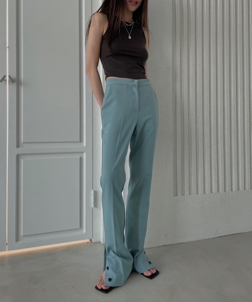 Didot.showroom スラックス パンツ サイドボタンフレア