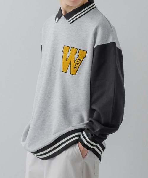 improves トレーナー スウェット サガラワッペン 刺しゅう 襟付き  