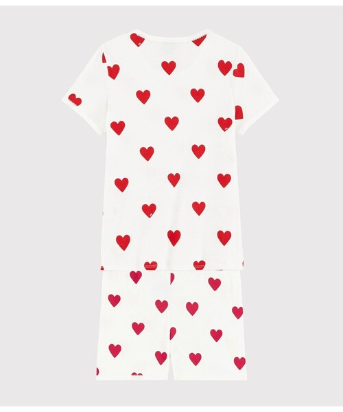 PETIT BATEAU パジャマ ハートプリント半袖パジャマ キッズ 子供