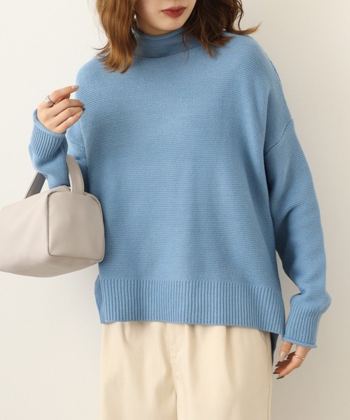 ニット セーター A.N.L ロールネックガーター編みニット レディース ニット セーター A.N.L ロールネックガーター編みニット