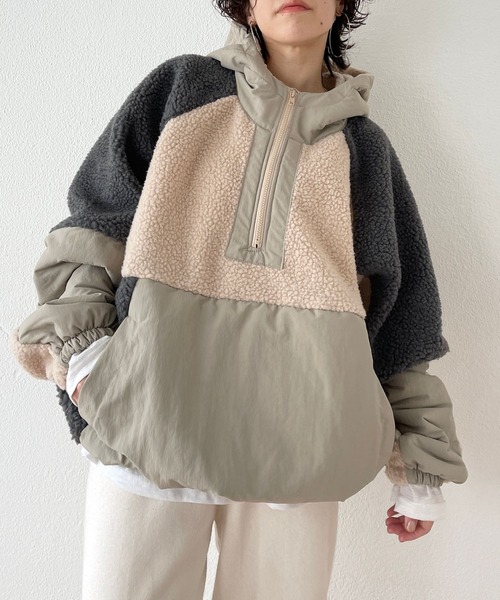 Wee9s】オーバーサイズボアフーディーブルゾン ブラック wee9s【UNISEX 