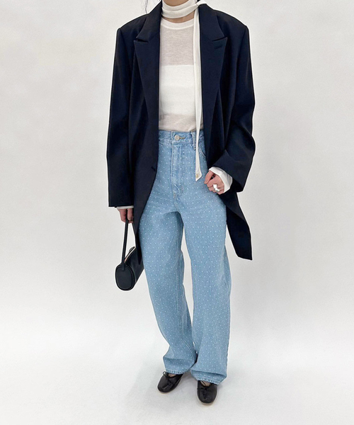 【美品】エディットフォールル ドット　デニム　34 EDIT. FOR LULU パンツ デニム ジーンズ ドットハイウエスト
