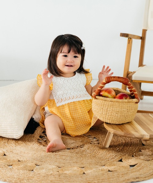 kids zoo ベビー服 ロンパース テレコシフォンチェック
