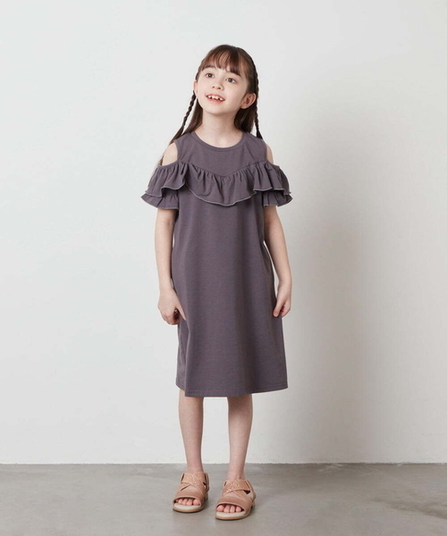 女の子　150センチ　ワンピース a.v.v ワンピース 「140-150」オフショルフリルカットワンピース