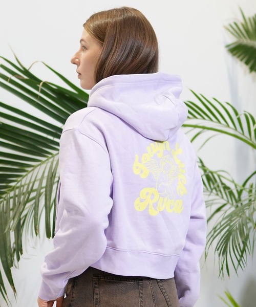 パーカー RVCA/ルーカ ショート丈パーカー バックプリント BE044-015 レディース