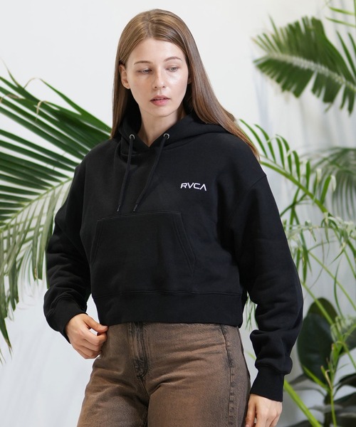 パーカー RVCA/ルーカ ショート丈パーカー バックプリント BE044-015 レディース RVCA パーカー RVCA/ルーカ ショート丈パーカー バックプリント