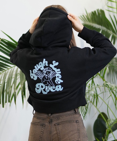 パーカー RVCA/ルーカ ショート丈パーカー バックプリント BE044-015 レディース RVCA パーカー RVCA/ルーカ ショート丈パーカー バックプリント