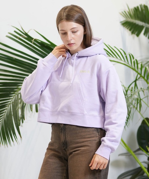 パーカー RVCA/ルーカ ショート丈パーカー バックプリント BE044-015 レディース RVCA パーカー RVCA/ルーカ ショート丈パーカー バックプリント