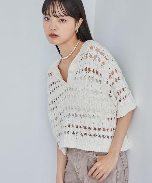 VIS ファンシーヤーンニットポロ レディース : ZOZOTOWN Yahoo