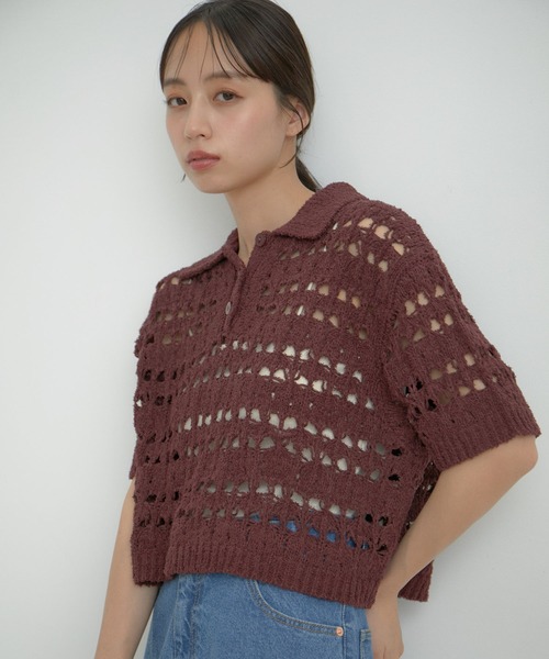 VIS ファンシーヤーンニットポロ レディース : ZOZOTOWN Yahoo
