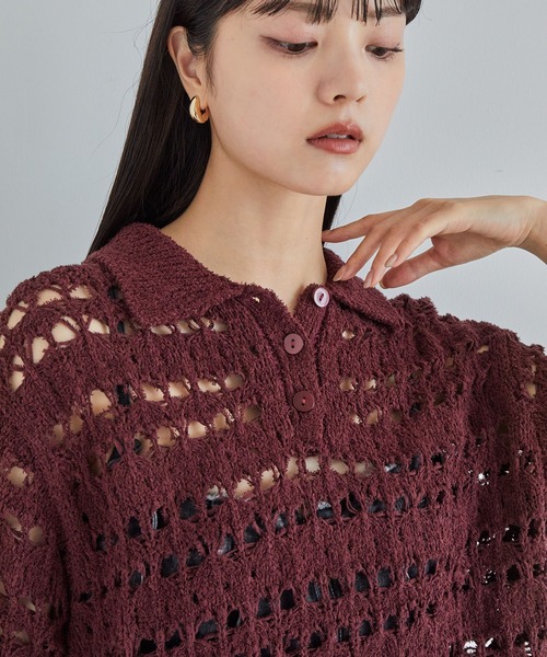 VIS ファンシーヤーンニットポロ レディース : ZOZOTOWN Yahoo