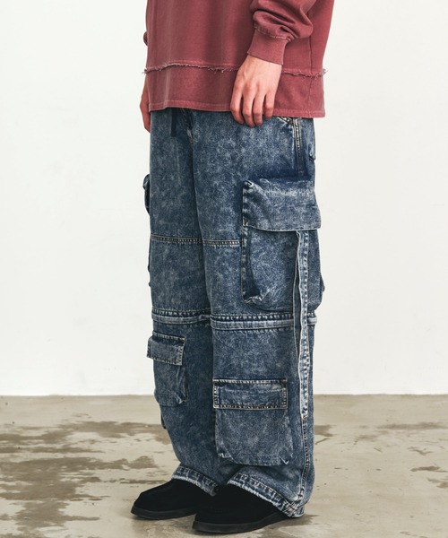 glamb　ラスティデニムイージーパンツ　ケミカルウォッシュ加工　インディゴ　2 trim_fce_item6763e5d7b3800.jpg