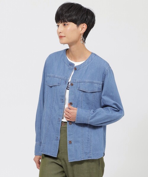 ♥️新品タグ付き　 TO BE CHICノーカラーデニムジャケット42ネイビ… EVEX by KRIZIA ジャケット ノーカラージャケット 「カタログ