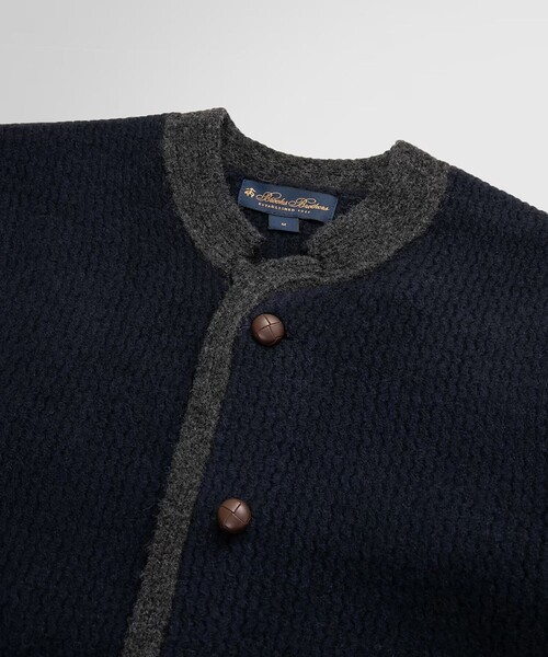 BROOKS BROTHERS ウールブルゾン　Mサイズ ウール/カウレザー バーシティジャケット（ブルゾン）｜BROOKS