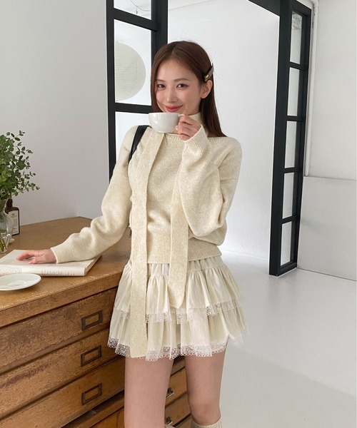 ニット セーター ルーズボートネックニット+スカーフSET レディース by muni:r ニット セーター ルーズボートネックニット+スカーフ