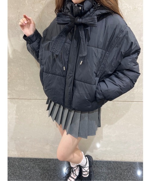 Pois ポワ　リボンブルゾン　ブラック　アウター Pois ポワ リボンブルゾン ブラック アウター