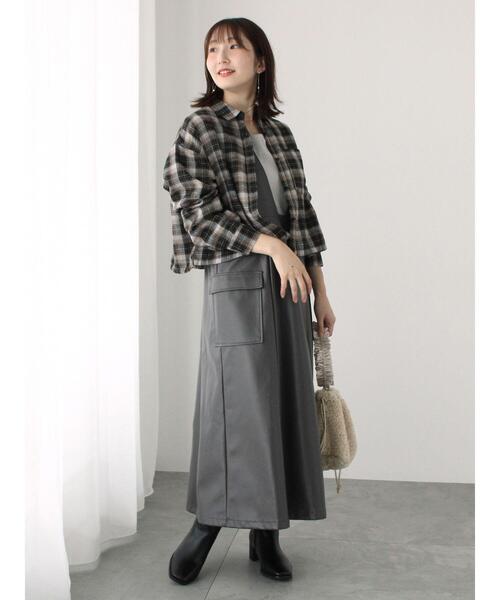 Te chichi TERRASSE ワンピース フェイクレザージャンパースカート