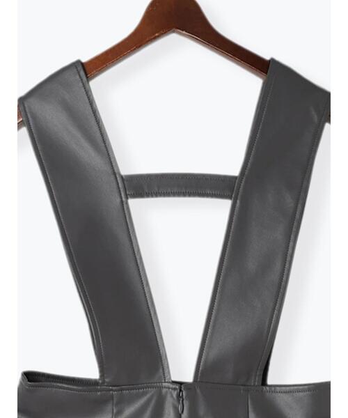 Te chichi TERRASSE ワンピース フェイクレザージャンパースカート