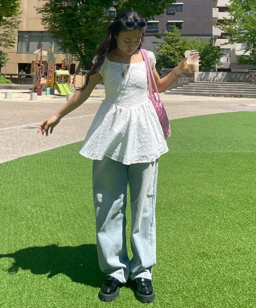 jent. デニムパンツ セール】Overalls Gimmick Wide Straight Denim Pants Removable