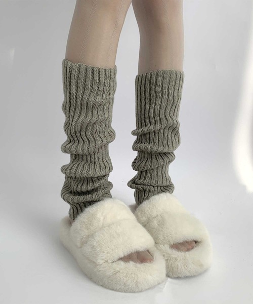 レッグウォーマー 「HOOK」for girls リブ編み無地レッグウォーマー