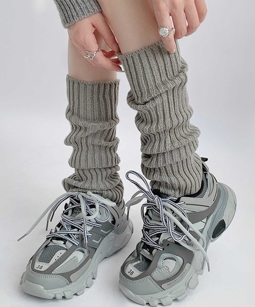 レッグウォーマー 「HOOK」for girls リブ編み無地レッグウォーマー