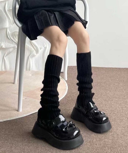 レッグウォーマー 「HOOK」for girls リブ編み無地レッグウォーマー