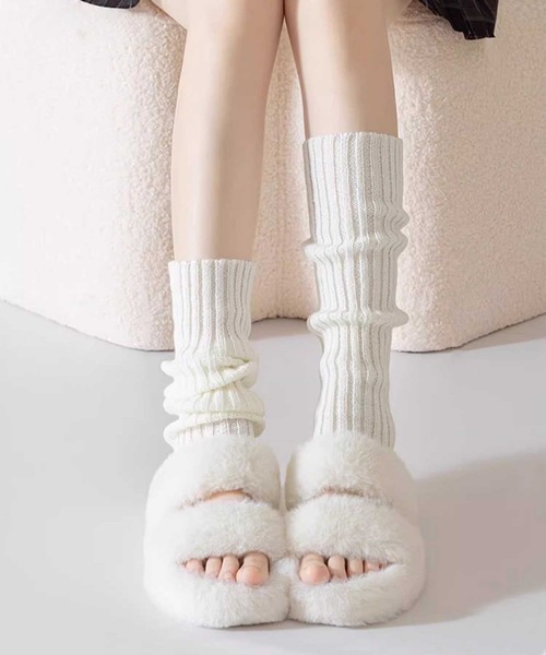 レッグウォーマー 「HOOK」for girls リブ編み無地レッグウォーマー