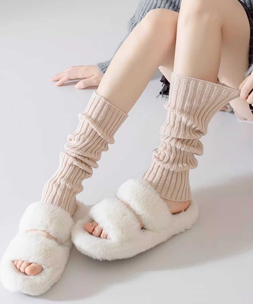 レッグウォーマー 「HOOK」for girls リブ編み無地レッグウォーマー