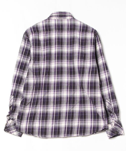 BURBERRYパープルチェック柄 長袖シャツ