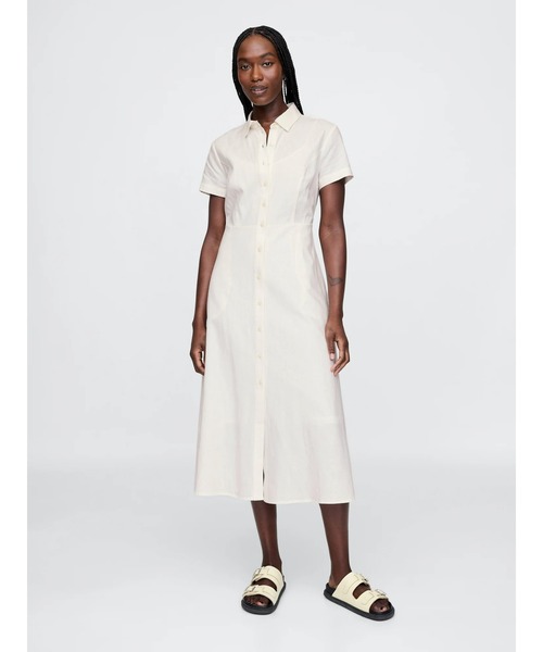 GAP ワンピース リネンブレンド マキシシャツワンピース