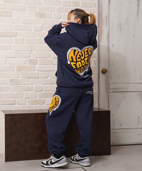 パーカー ハート サガラ刺繍 スウェットパーカー「セットアップ 可能」/ Heart Sagara Embroidery Sweatshirt Hoo パーカー ハート サガラ刺繍 スウェットパーカー「セットアップ