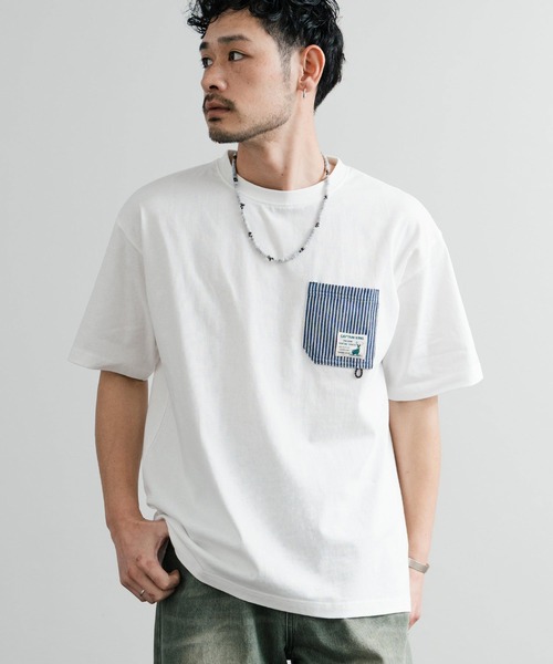 tシャツ CAPTAIN STAG キャプテンスタッグ オーバーサイズ ポケット付きワンポイントロゴクルーネック半袖Tシャツ メンズ レディース | CAPTAIN STAG | 09