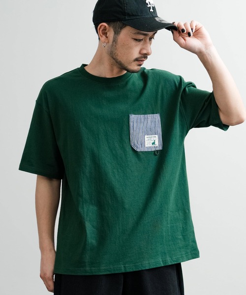 tシャツ CAPTAIN STAG キャプテンスタッグ オーバーサイズ ポケット付きワンポイントロゴクルーネック半袖Tシャツ メンズ レディース | CAPTAIN STAG | 11