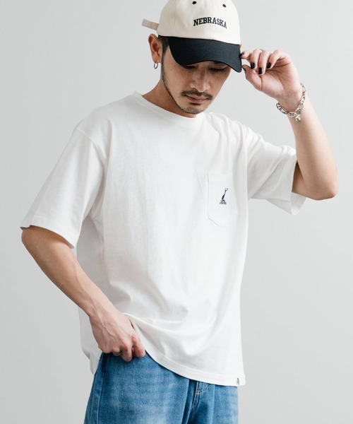tシャツ CAPTAIN STAG キャプテンスタッグ オーバーサイズ ポケット付きワンポイントロゴクルーネック半袖Tシャツ メンズ レディース | CAPTAIN STAG