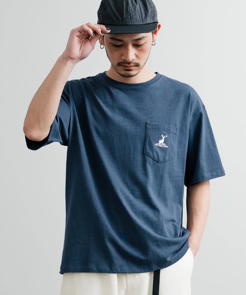 tシャツ CAPTAIN STAG キャプテンスタッグ オーバーサイズ ポケット付きワンポイントロゴクルーネック半袖Tシャツ メンズ レディース | CAPTAIN STAG | 05