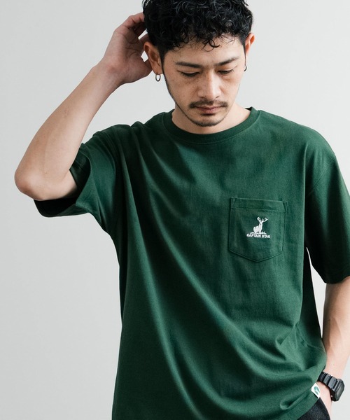 tシャツ CAPTAIN STAG キャプテンスタッグ オーバーサイズ ポケット付きワンポイントロゴクルーネック半袖Tシャツ メンズ レディース | CAPTAIN STAG | 04
