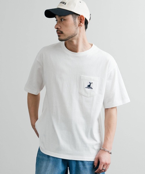 tシャツ CAPTAIN STAG キャプテンスタッグ オーバーサイズ ポケット付きワンポイントロゴクルーネック半袖Tシャツ メンズ レディース | CAPTAIN STAG | 13