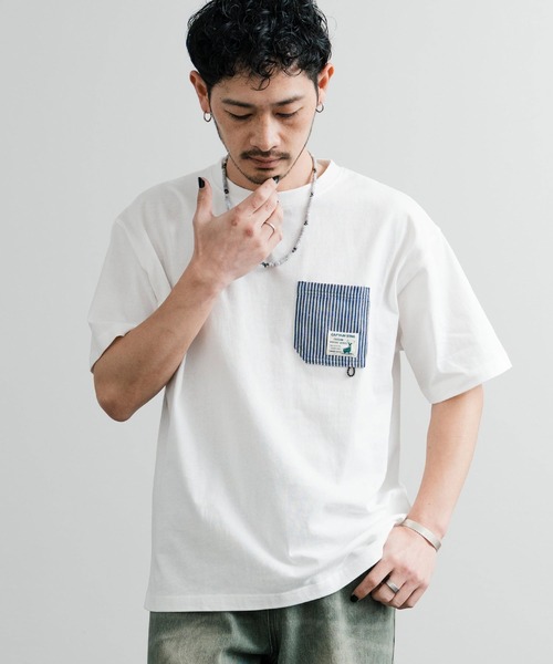 tシャツ CAPTAIN STAG キャプテンスタッグ オーバーサイズ ポケット付きワンポイントロゴクルーネック半袖Tシャツ メンズ レディース | CAPTAIN STAG | 17