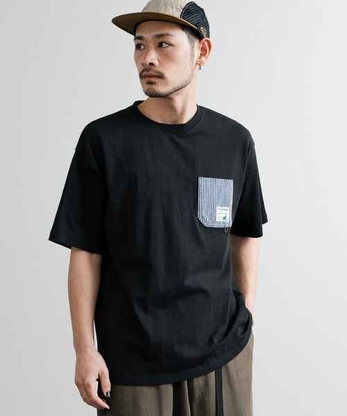 tシャツ CAPTAIN STAG キャプテンスタッグ オーバーサイズ ポケット付きワンポイントロゴクルーネック半袖Tシャツ メンズ レディース | CAPTAIN STAG | 22