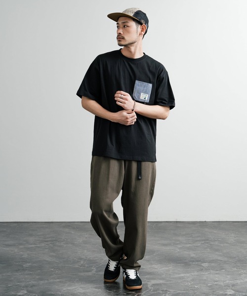 tシャツ CAPTAIN STAG キャプテンスタッグ オーバーサイズ ポケット付きワンポイントロゴクルーネック半袖Tシャツ メンズ レディース | CAPTAIN STAG | 24