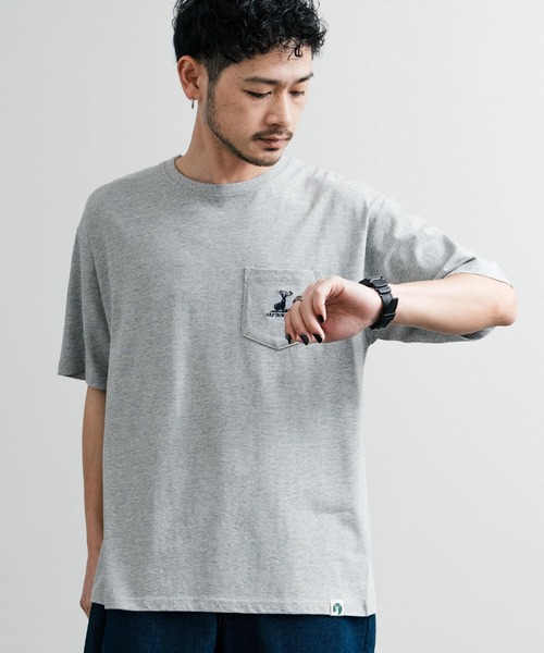 tシャツ CAPTAIN STAG キャプテンスタッグ オーバーサイズ ポケット付きワンポイントロゴクルーネック半袖Tシャツ メンズ レディース | CAPTAIN STAG | 25