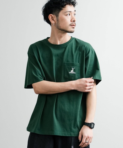 tシャツ CAPTAIN STAG キャプテンスタッグ オーバーサイズ ポケット付きワンポイントロゴクルーネック半袖Tシャツ メンズ レディース | CAPTAIN STAG | 28