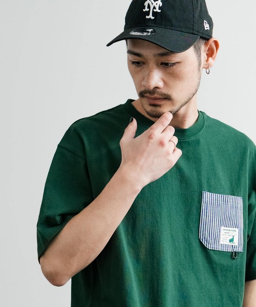 tシャツ CAPTAIN STAG キャプテンスタッグ オーバーサイズ ポケット付きワンポイントロゴクルーネック半袖Tシャツ メンズ レディース | CAPTAIN STAG | 32