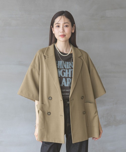 GLOBAL WORK ジャケット テーラードジャケット お手入れラクラク